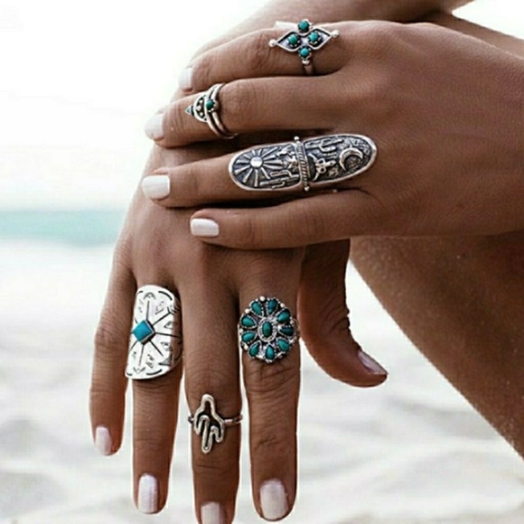 **SOLD OUT***- 8 per PKG BOHEMIAN SILVER RINGS - Picture 2 of 6